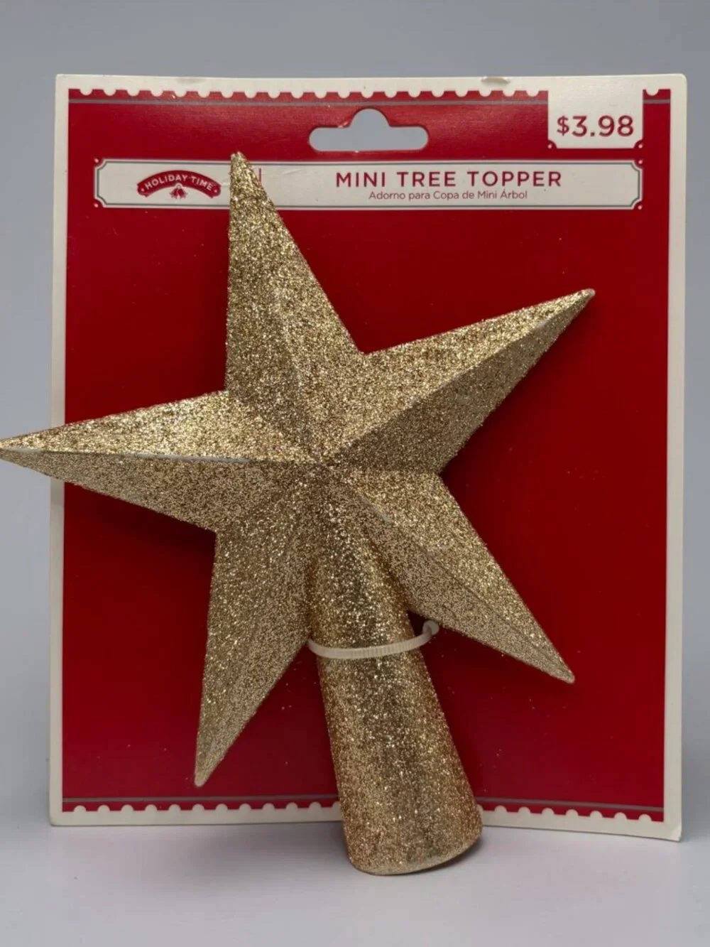 Holiday Time Mini Gold Glitter Star Tree Topper 5